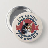 Cat Ladys for Kamala Harris President 2024 Button (Vorne & Hinten)