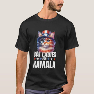 Cat Ladys for Kamala Harris President 2024 Funny T-Shirt