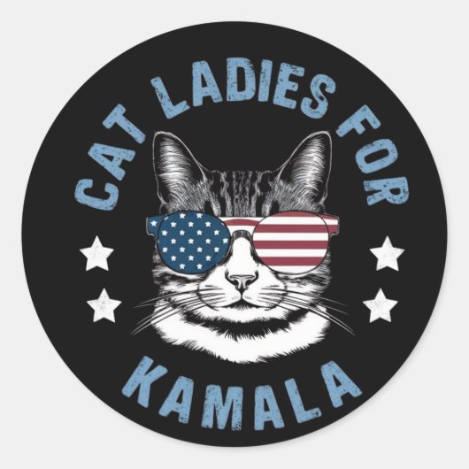 Cat Ladys for Kamala Runder Aufkleber (Vorderseite)
