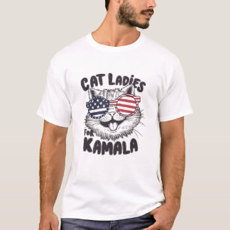 Cat Ladys for President Kamala Funny Cat 2024 T-Shirt