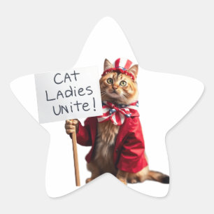 Cat Ladys Unite Kamala Harris, Präsident Funny Stern-Aufkleber