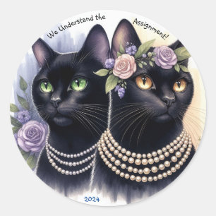 Cat Ladys verstehen die Zuordnung klassischen Rund Runder Aufkleber