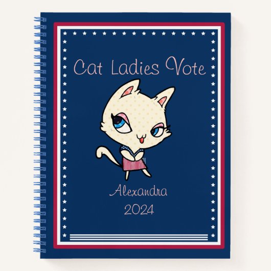 Cat Ladys Vote Script Funny Bold Niedlich Feminist Notizblock (Vorderseite)