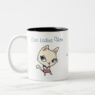Cat Ladys Vote Script Funny Bold Niedlich Feminist Zweifarbige Tasse