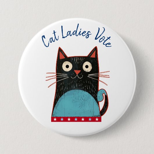 Cat Ladys Vote Script Rustic Bold Niedlich Patriot Button (Vorderseite)
