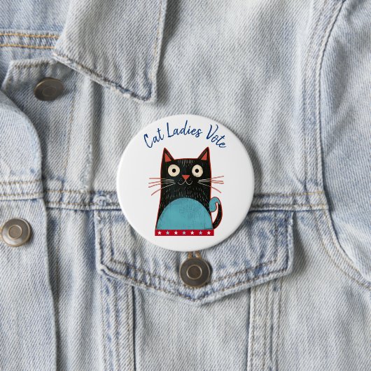 Cat Ladys Vote Script Rustic Bold Niedlich Patriot Button (Beispiel)