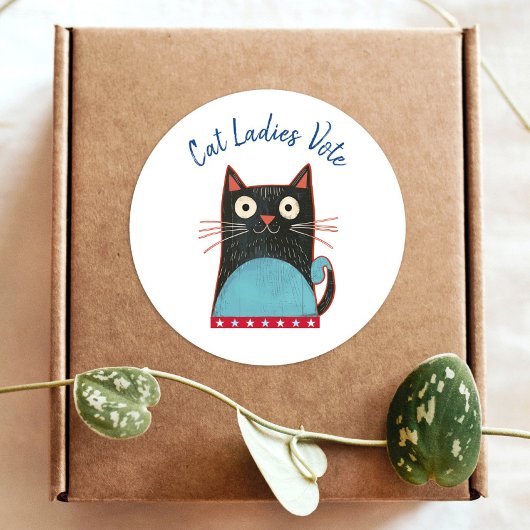 Cat Ladys Vote Script Rustic Feminist Bold Niedlic Runder Aufkleber