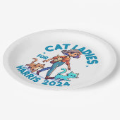 Cat Ladys Walk mit Kamala Harris Niedlich Pappteller (Schrägansicht)