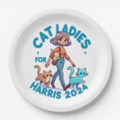 Cat Ladys Walk mit Kamala Harris Niedlich Pappteller (Vorderseite)