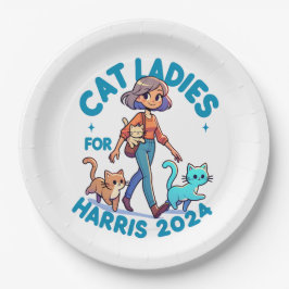Cat Ladys Walk mit Kamala Harris Niedlich Pappteller