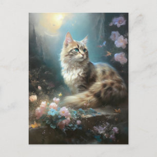 Cat Landscape Blume Fantasy Art Postkarte