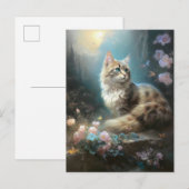 Cat Landscape Blume Fantasy Art Postkarte (Vorne/Hinten)