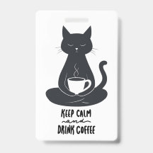 Cat Lanyard, Behalt Ruhe und trinken Kaffee Lanyar