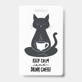 Cat Lanyard, Behalt Ruhe und trinken Kaffee Lanyar Ausweis