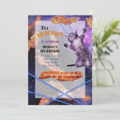 Cat Laser Bacon Funny Party Einladung (Stehend Vorderseite)