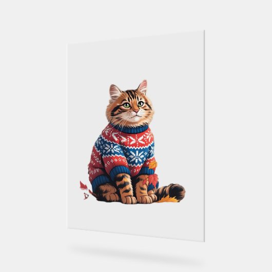 Cat Leaf Fall Hallo Herbst Funny Cat Kitten Lover Acrylschild (Winkel)