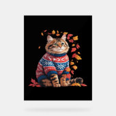 Cat Leaf Fall Hallo Herbst Funny Cat Kitten Lover Acrylschild (Vorderseite)