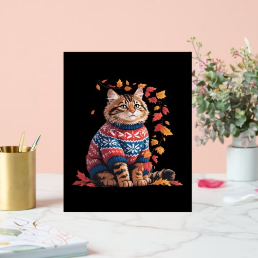 Cat Leaf Fall Hallo Herbst Funny Cat Kitten Lover Acrylschild (Hochzeit)