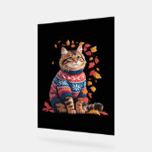 Cat Leaf Fall Hallo Herbst Funny Cat Kitten Lover Acrylschild (Winkel)