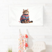 Cat Leaf Fall Hallo Herbst Funny Cat Kitten Lover Banner (Insitu)