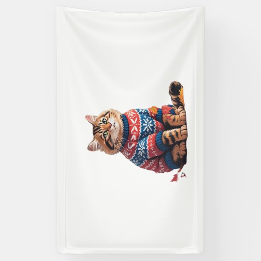 Cat Leaf Fall Hallo Herbst Funny Cat Kitten Lover Banner (Vertikal)