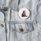 Cat Leaf Fall Hallo Herbst Funny Cat Kitten Lover Button (Beispiel)
