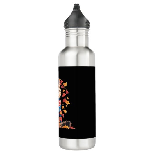 Cat Leaf Fall Hallo Herbst Funny Cat Kitten Lover Edelstahlflasche (Rechts)