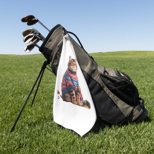 Cat Leaf Fall Hallo Herbst Funny Cat Kitten Lover Golfhandtuch (Gras)