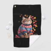 Cat Leaf Fall Hallo Herbst Funny Cat Kitten Lover Golfhandtuch (Insitu)