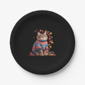 Cat Leaf Fall Hallo Herbst Funny Cat Kitten Lover Pappteller (Vorderseite)
