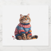 Cat Leaf Fall Hallo Herbst Funny Cat Kitten Lover Schaumweinetikett (Einzelnes Label)