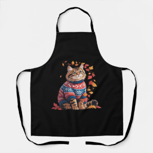 Cat Leaf Fall Hallo Herbst Funny Cat Kitten Lover Schürze
