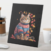 Cat Leaf Fall Hallo Herbst Funny Cat Kitten Lover Sockelschild (In Situ)