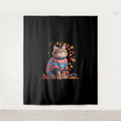 Cat Leaf Fall Hallo Herbst Funny Cat Kitten Lover Wandteppich (Vorderseite)