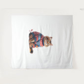Cat Leaf Fall Hallo Herbst Funny Cat Kitten Lover Wandteppich (Vorderseite (Horizontal))