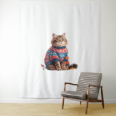 Cat Leaf Fall Hallo Herbst Funny Cat Kitten Lover Wandteppich (Beispiel)