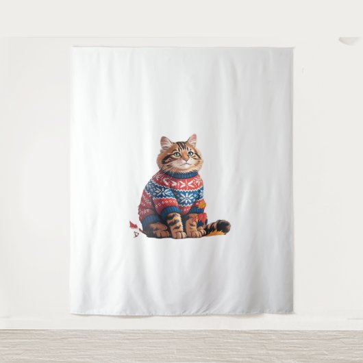 Cat Leaf Fall Hallo Herbst Funny Cat Kitten Lover Wandteppich (Vorderseite)