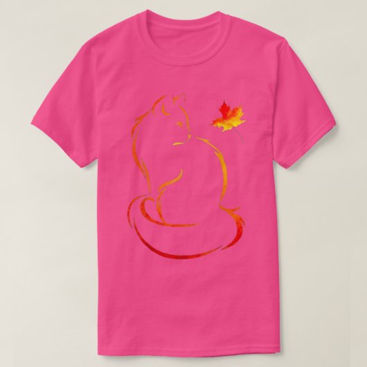 Cat Leaf Fall Hallo Herbst T-Shirt (Design vorne)