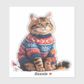 Cat Leaf Fall Hello Autumn Funny Cat Kitten Lover  Aufkleber (Blatt)