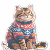 Cat Leaf Fall Hello Autumn Funny Cat Kitten Lover  Aufkleber (Vorderseite)