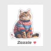 Cat Leaf Fall Hello Autumn Funny Cat Kitten Lover  Aufkleber (Blatt)