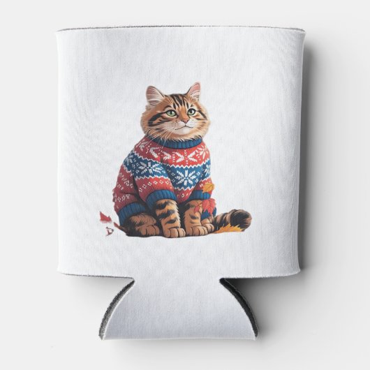 Cat Leaf Fall Hello Autumn Funny Cat Kitten Lover Dosenkühler (Vorderseite)