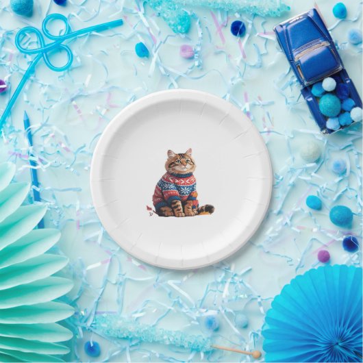 Cat Leaf Fall Hello Autumn Funny Cat Kitten Lover Pappteller (Party)