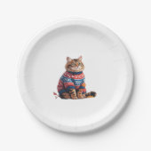 Cat Leaf Fall Hello Autumn Funny Cat Kitten Lover Pappteller (Vorderseite)