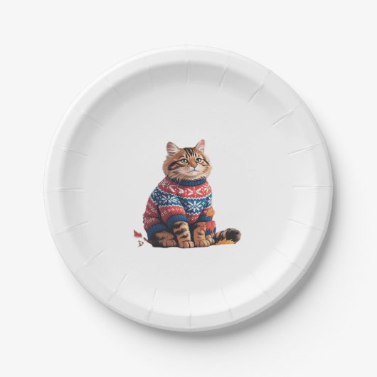 Cat Leaf Fall Hello Autumn Funny Cat Kitten Lover Pappteller (Vorderseite)
