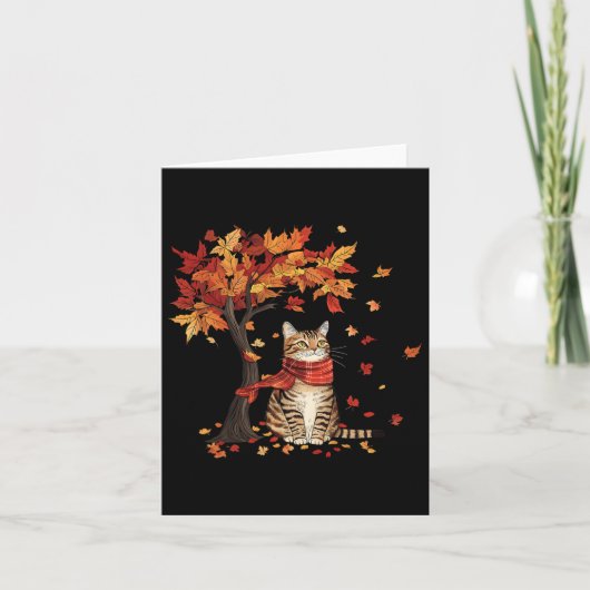 Cat Leaf Fall Tree Hallo Herbst Erntedank Es ist Karte (Vorderseite)