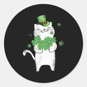 Cat Leprechaun Cat Kleeblatt St Patrick's Day Runder Aufkleber