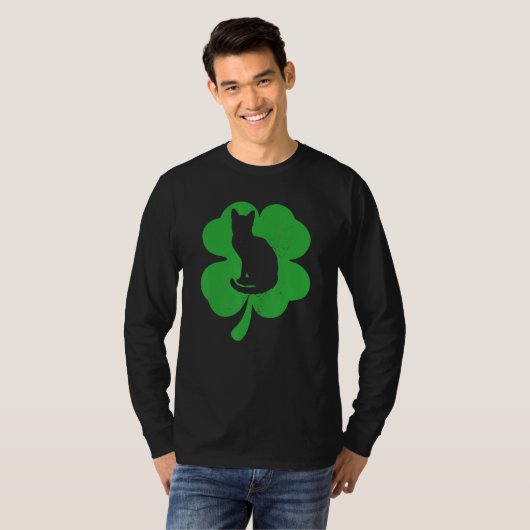 Cat Leprechaun Cat Kleeblatt St Patrick's Day T-Shirt (Vorne ganz)