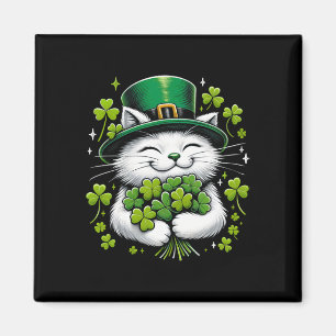 Cat Leprechaun Clover St Patricks Day Women Girls Magnet