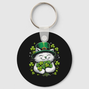 Cat Leprechaun Clover St Patricks Day Women Girls Schlüsselanhänger